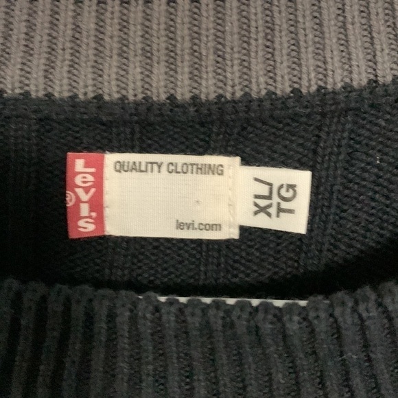 Levi’s Long Sleeve Crew Neck 100% Cotton Ribbed Sweater Black XL Unisex - Picture 4 of 9